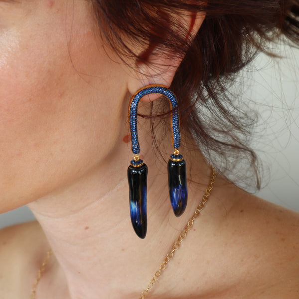 Alter Horseshoe Earrings With Twigs,  Cosmos